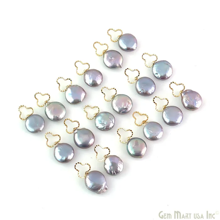 Charm Necklaces Freshwater Baroque Black Pearl Charm Gold Finding Clover Loop 19x14mm 1pair GemMartUSA Charm Necklaces Freshwater Baroque Black Pearl Charm Gold Finding Clover Loop 19x14mm 1pair GemMartUSA