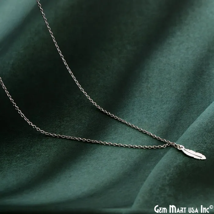 Charm Necklaces GemmartUSA Feather Leaf Shape Laser Finding Silver Plated 13x42mm Charm For Bracelets Pendants Charm Necklaces GemmartUSA Feather Leaf Shape Laser Finding Silver Plated 13x42mm Charm For Bracelets Pendants