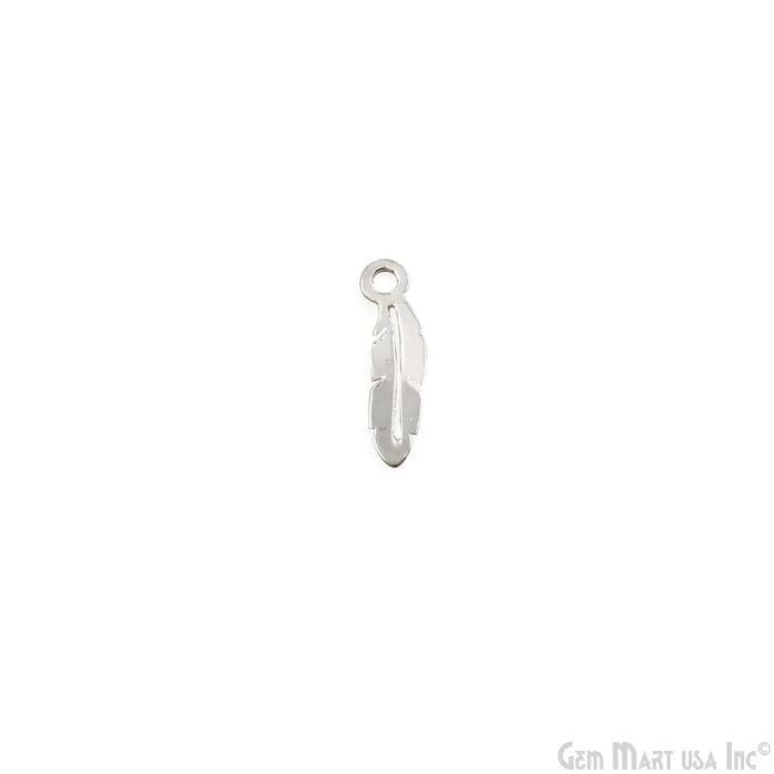Charm Necklaces GemmartUSA Feather Leaf Shape Laser Finding Silver Plated 13x42mm Charm For Bracelets Pendants Charm Necklaces GemmartUSA Feather Leaf Shape Laser Finding Silver Plated 13x42mm Charm For Bracelets Pendants