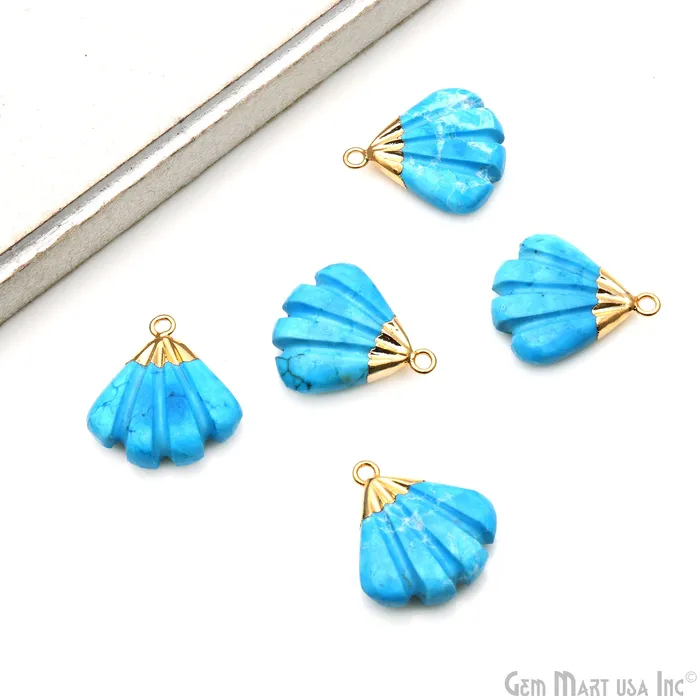 Charm Necklaces GemMartUSA Sea Shell Gemstone Charm 22x21mm Gold Electroplated Charm Necklaces GemMartUSA Sea Shell Gemstone Charm 22x21mm Gold Electroplated