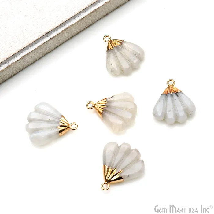 Charm Necklaces GemMartUSA Sea Shell Gemstone Charm 22x21mm Gold Electroplated Charm Necklaces GemMartUSA Sea Shell Gemstone Charm 22x21mm Gold Electroplated
