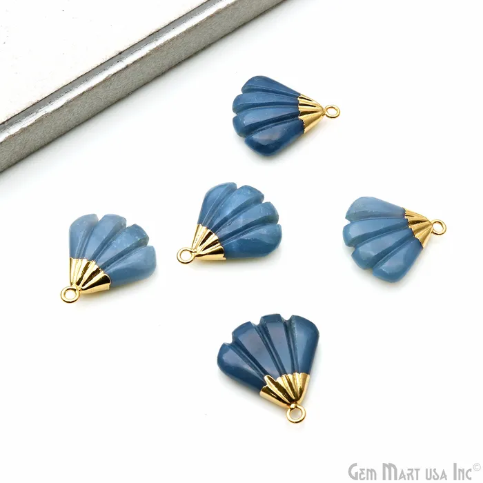 Charm Necklaces GemMartUSA Sea Shell Gemstone Charm 22x21mm Gold Electroplated Charm Necklaces GemMartUSA Sea Shell Gemstone Charm 22x21mm Gold Electroplated
