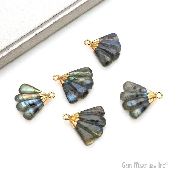 Charm Necklaces GemMartUSA Sea Shell Gemstone Charm 22x21mm Gold Electroplated Charm Necklaces GemMartUSA Sea Shell Gemstone Charm 22x21mm Gold Electroplated