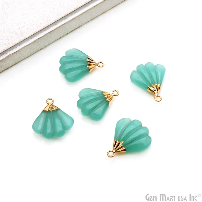 Charm Necklaces GemMartUSA Sea Shell Gemstone Charm 22x21mm Gold Electroplated Charm Necklaces GemMartUSA Sea Shell Gemstone Charm 22x21mm Gold Electroplated