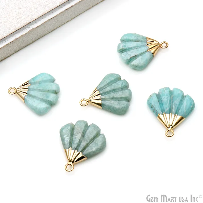 Charm Necklaces GemMartUSA Sea Shell Gemstone Charm 22x21mm Gold Electroplated Charm Necklaces GemMartUSA Sea Shell Gemstone Charm 22x21mm Gold Electroplated