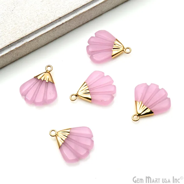 Charm Necklaces GemMartUSA Sea Shell Gemstone Charm 22x21mm Gold Electroplated Charm Necklaces GemMartUSA Sea Shell Gemstone Charm 22x21mm Gold Electroplated