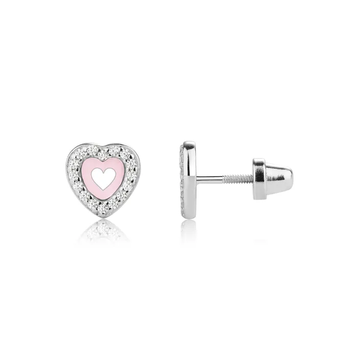 Cherished Moments Earrings Sterling Silver Childrens Pink Heart Earrings for Little Girls Cherished Moments Earrings Sterling Silver Childrens Pink Heart Earrings for Little Girls