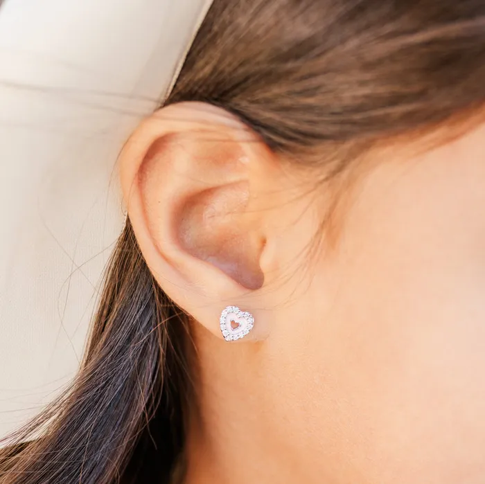 Cherished Moments Earrings Sterling Silver Childrens Pink Heart Earrings for Little Girls