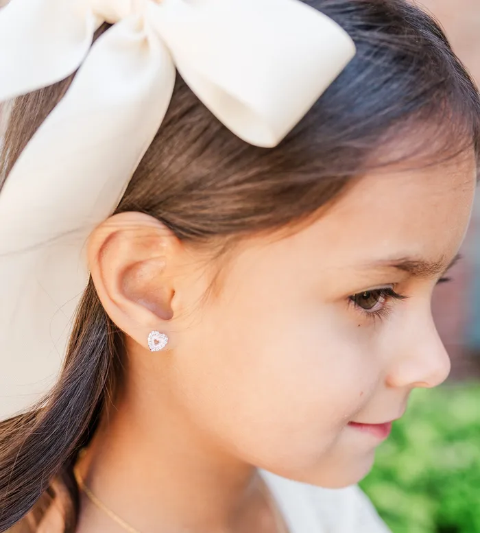 Cherished Moments Earrings Sterling Silver Childrens Pink Heart Earrings for Little Girls