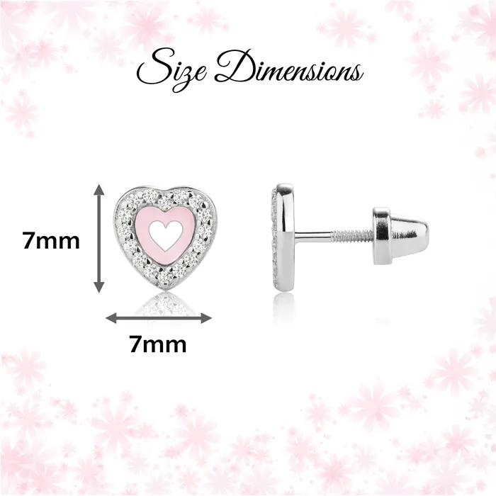 Cherished Moments Earrings Sterling Silver Childrens Pink Heart Earrings for Little Girls