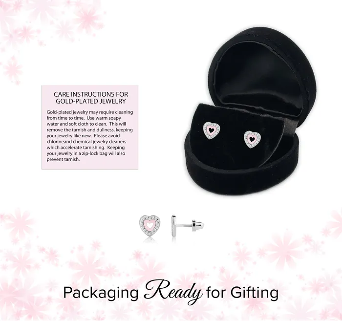 Cherished Moments Earrings Sterling Silver Childrens Pink Heart Earrings for Little Girls
