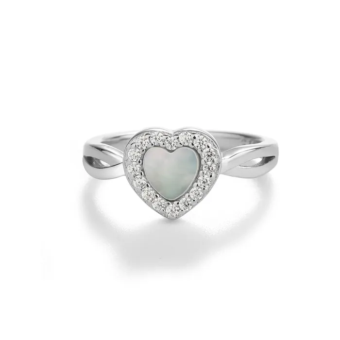 Cherished Moments Jewelry Sterling Silver Mother of Pearl Heart Ring for Kids Rings Cherished Moments Jewelry Sterling Silver Mother of Pearl Heart Ring for Kids Rings