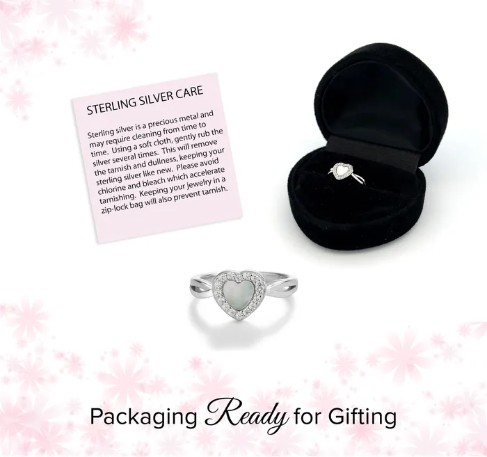 Cherished Moments Jewelry Sterling Silver Mother of Pearl Heart Ring for Kids Rings