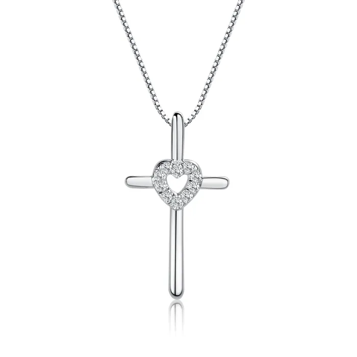 Cherished Moments Necklaces SALE Sterling Silver Childrens Cross Necklace with CZ Heart Cherished Moments Necklaces SALE Sterling Silver Childrens Cross Necklace with CZ Heart