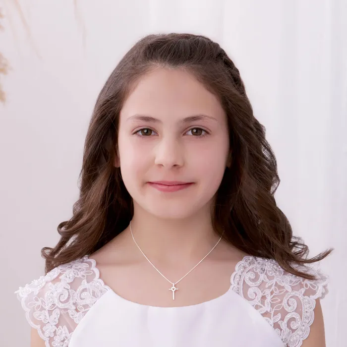 Cherished Moments Necklaces SALE Sterling Silver Childrens Cross Necklace with CZ Heart