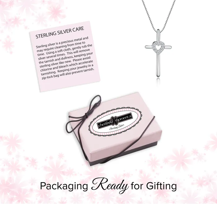 Cherished Moments Necklaces SALE Sterling Silver Childrens Cross Necklace with CZ Heart