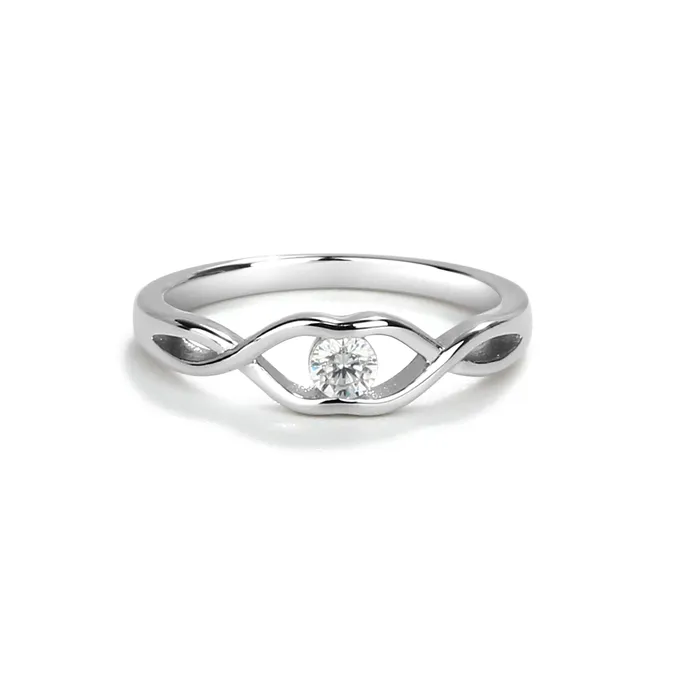 Cherished Moments Rings Sterling Silver Baby Ring with Twisted Band and Clear CZ for Girls