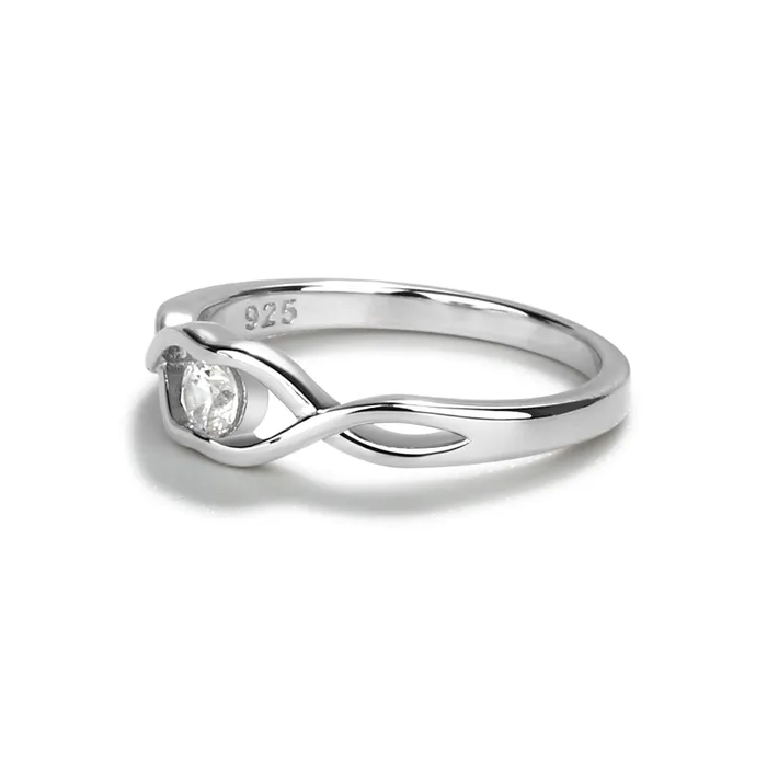 Cherished Moments Rings Sterling Silver Baby Ring with Twisted Band and Clear CZ for Girls