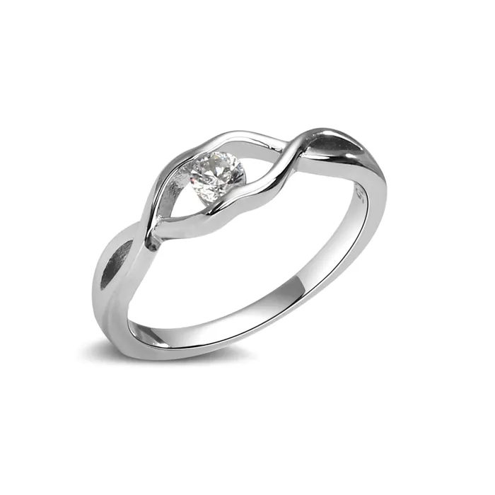Cherished Moments Rings Sterling Silver Baby Ring with Twisted Band and Clear CZ for Girls