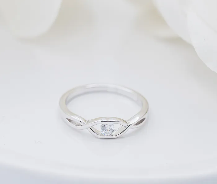 Cherished Moments Rings Sterling Silver Baby Ring with Twisted Band and Clear CZ for Girls