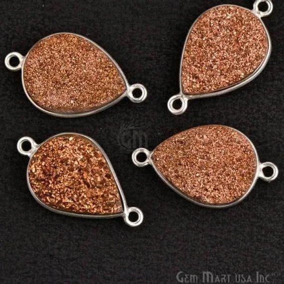 Clearance Titanium Druzy 12x16mm Pears Silver Double Bail Gemstone Connector GemMartUSA Rings