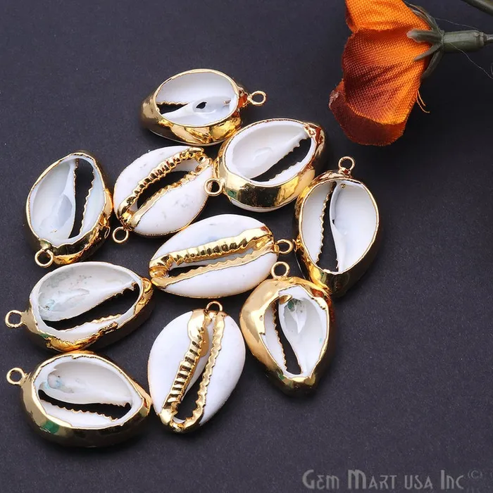 Conch Seashell Gold Electroplated Beach Charm Connector GemmartUSA Charm Necklaces Conch Seashell Gold Electroplated Beach Charm Connector GemmartUSA Charm Necklaces