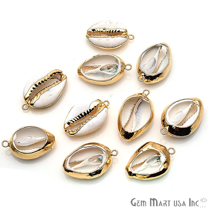 Conch Seashell Gold Electroplated Beach Charm Connector GemmartUSA Charm Necklaces Conch Seashell Gold Electroplated Beach Charm Connector GemmartUSA Charm Necklaces