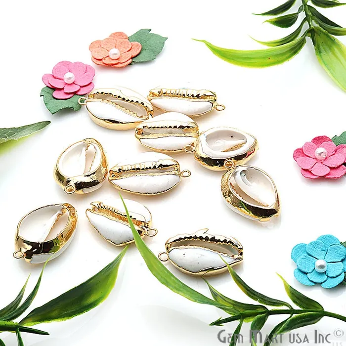 Conch Seashell Gold Electroplated Beach Charm Connector GemmartUSA Charm Necklaces Conch Seashell Gold Electroplated Beach Charm Connector GemmartUSA Charm Necklaces
