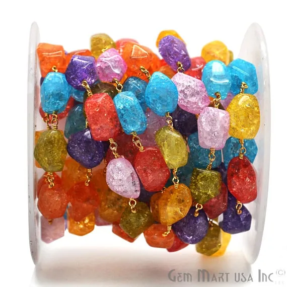 Crackled Hydro Gemstone 15x10mm Gold Plated Fancy Beads Rosary Chain GemMartUSA PreStyled Sets Crackled Hydro Gemstone 15x10mm Gold Plated Fancy Beads Rosary Chain GemMartUSA PreStyled Sets