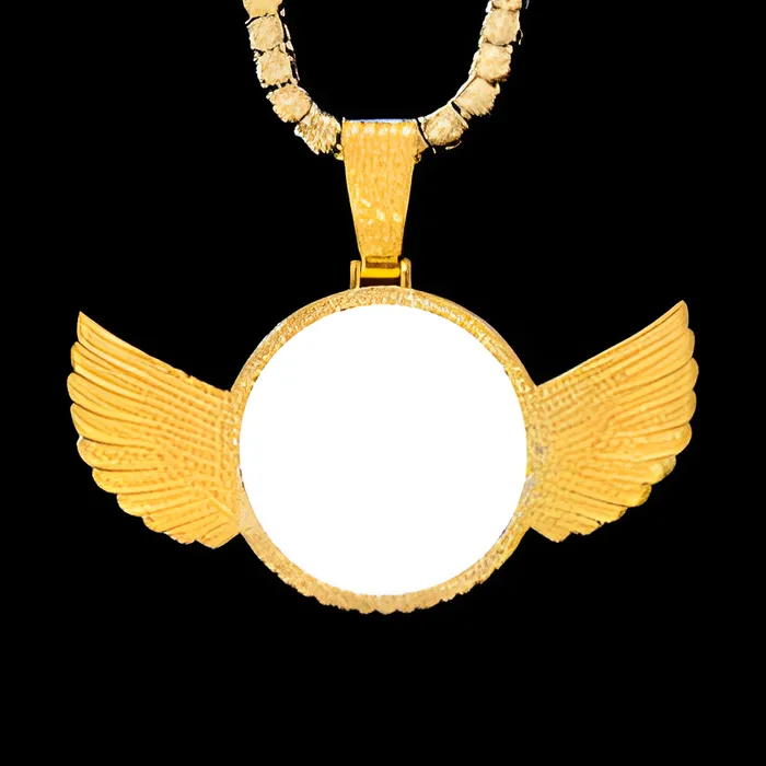 Customized Jewel Necklaces Winged Custom Pendant With Gemstone