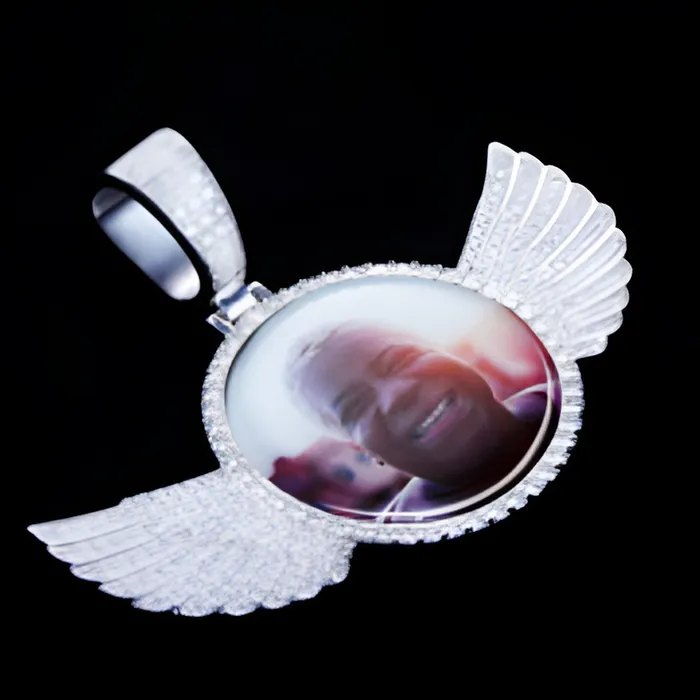 Customized Jewel Necklaces Winged Custom Pendant With Gemstone