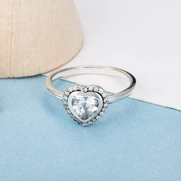 customjewelryan Rings Solid 925 Sterling Silver Female Rings Heart Shape 9mm Wide Rings with Silver Heart Inserted