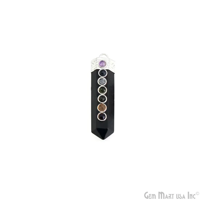 DIY 7 Chakra Healing Gemstone Silver 47x12mm Terminated Pendant GemmartUSA Necklaces DIY 7 Chakra Healing Gemstone Silver 47x12mm Terminated Pendant GemmartUSA Necklaces