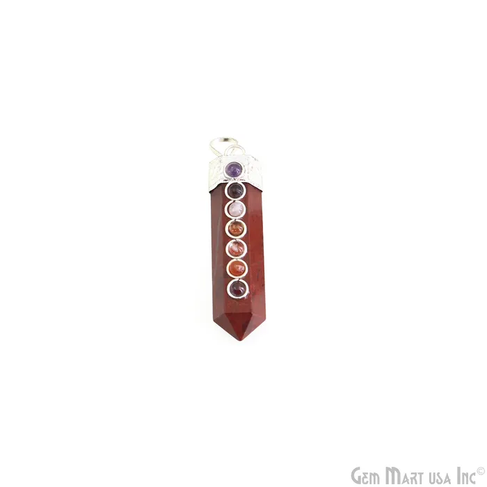 DIY 7 Chakra Healing Gemstone Silver 47x12mm Terminated Pendant GemmartUSA Necklaces DIY 7 Chakra Healing Gemstone Silver 47x12mm Terminated Pendant GemmartUSA Necklaces