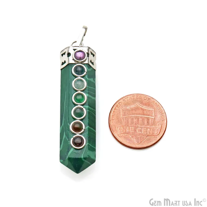 DIY 7 Chakra Healing Gemstone Silver 47x12mm Terminated Pendant GemmartUSA Necklaces DIY 7 Chakra Healing Gemstone Silver 47x12mm Terminated Pendant GemmartUSA Necklaces