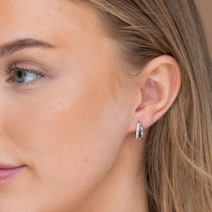 Double Zirconia Huggie Hoop Earrings Camile Stone Earrings Double Zirconia Huggie Hoop Earrings Camile Stone Earrings