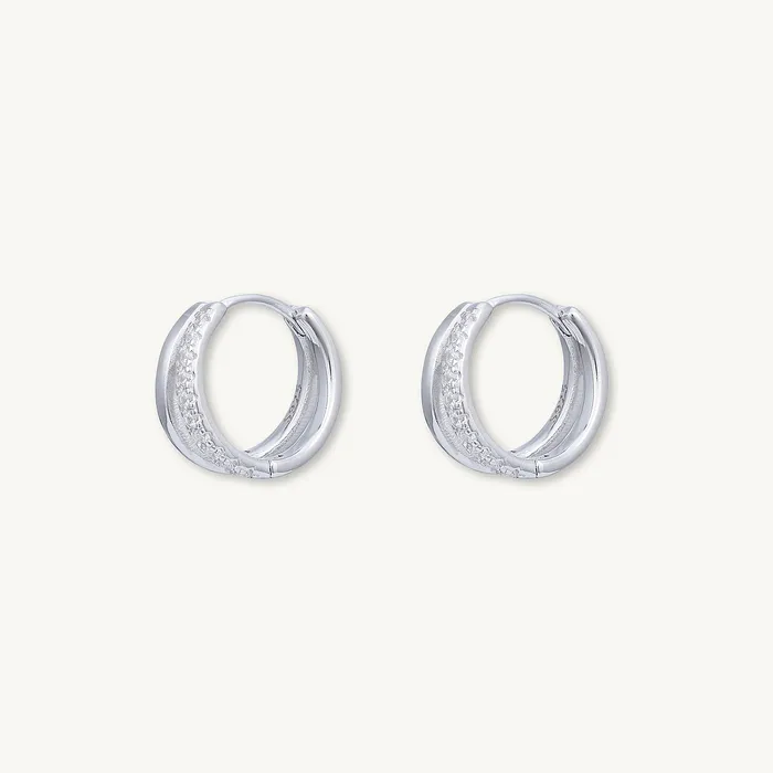 Double Zirconia Huggie Hoop Earrings Camile Stone Earrings Double Zirconia Huggie Hoop Earrings Camile Stone Earrings
