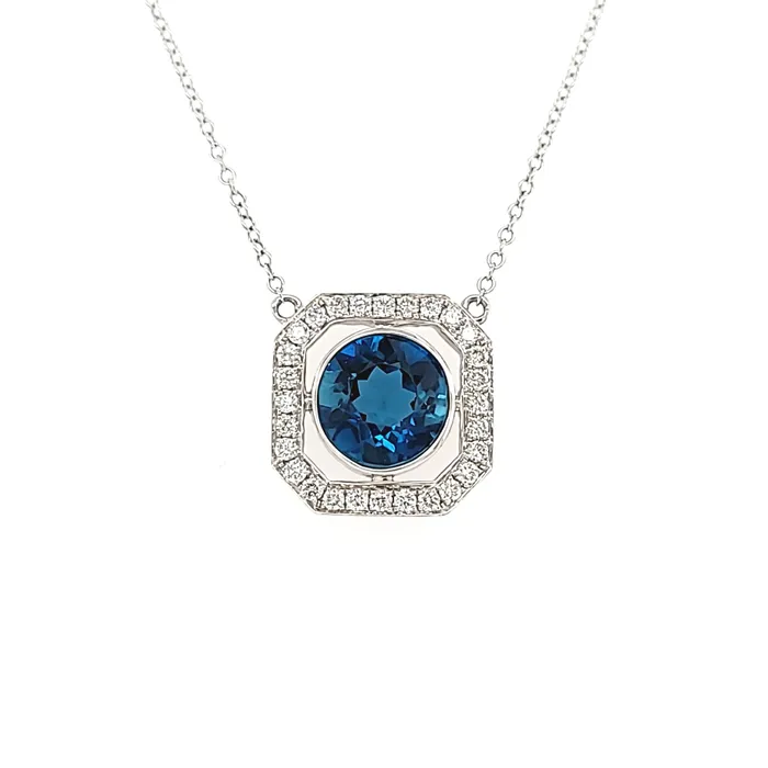 Doves Necklaces Bezel Set London Blue Topaz Necklace I3767