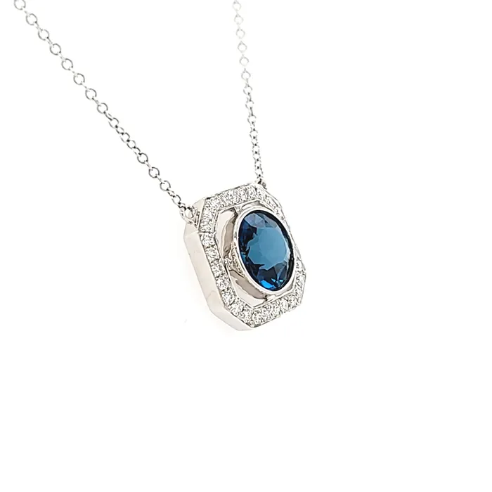 Doves Necklaces Bezel Set London Blue Topaz Necklace I3767