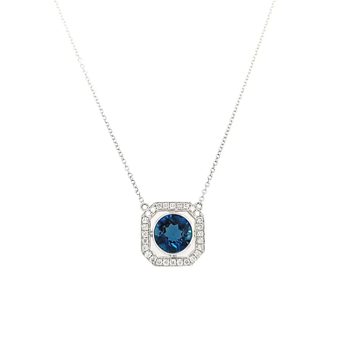 Doves Necklaces Bezel Set London Blue Topaz Necklace I3767