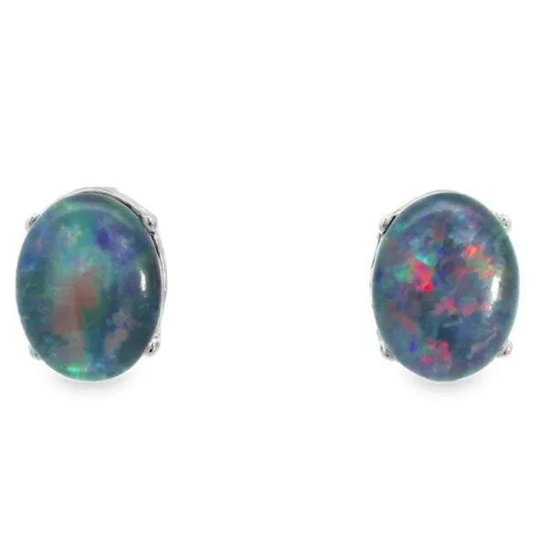 Earrings Australian Opal Cutters Australian Opal Triplet Earrings set in Stainless Steel