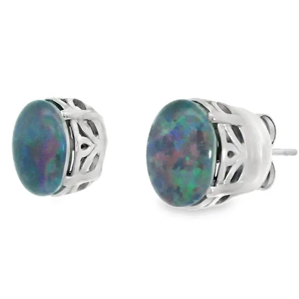 Earrings Australian Opal Cutters Australian Opal Triplet Earrings set in Stainless Steel Earrings Australian Opal Cutters Australian Opal Triplet Earrings set in Stainless Steel