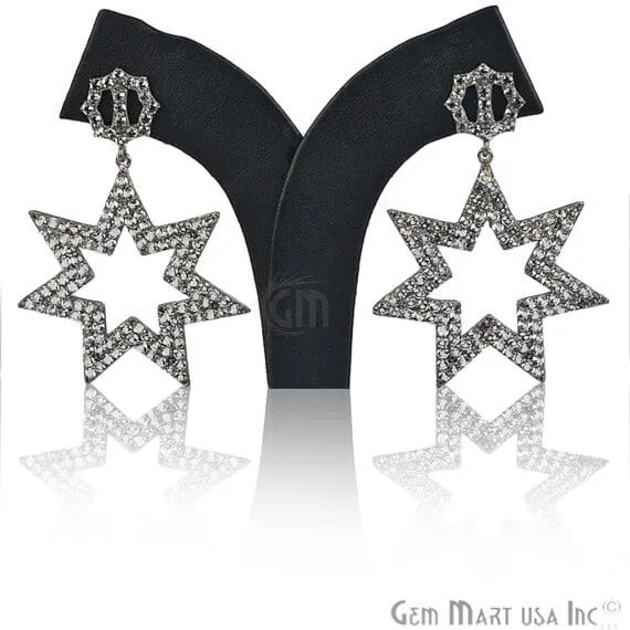 Earrings Black Plated Studded With Micro Pave White Topaz 65x33mm Dangle Earring BPWT90037 GemMartUSA Earrings Black Plated Studded With Micro Pave White Topaz 65x33mm Dangle Earring BPWT90037 GemMartUSA