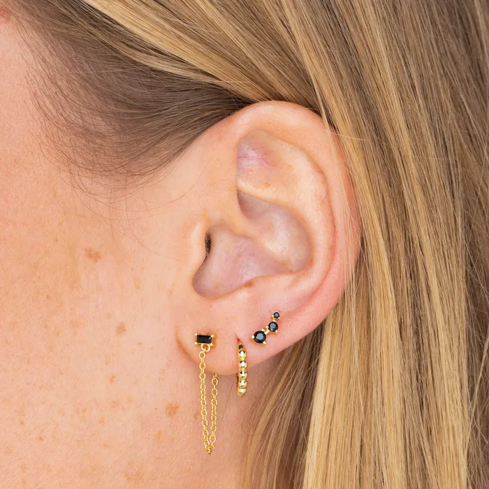 Earrings Camile Stone Black Trio Sapphire Stud Earrings