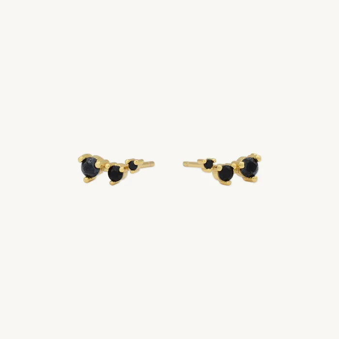 Earrings Camile Stone Black Trio Sapphire Stud Earrings