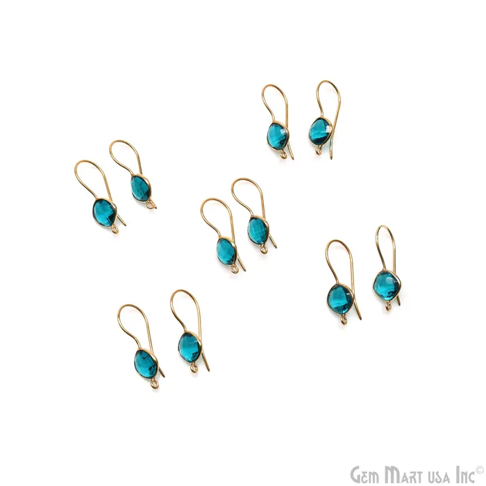 Earrings Cushion Shape 8mm Gemstone Connector Hook Earrings GemMartUSA Earrings Cushion Shape 8mm Gemstone Connector Hook Earrings GemMartUSA