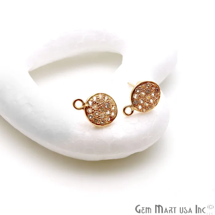 Earrings GemmartUSA DIY Round Shape Cubic Zircon 12x9mm Gold Plated Single Bail Stud Earring Earrings GemmartUSA DIY Round Shape Cubic Zircon 12x9mm Gold Plated Single Bail Stud Earring