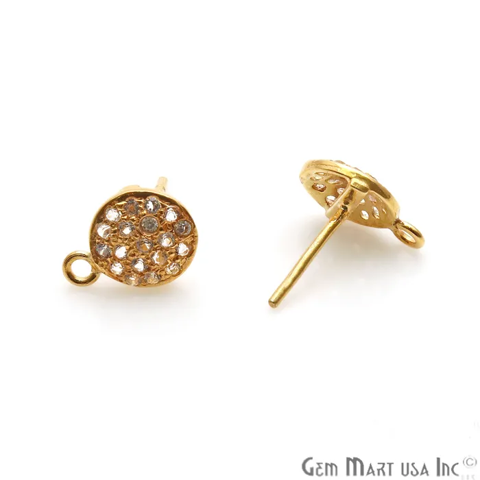 Earrings GemmartUSA DIY Round Shape Cubic Zircon 12x9mm Gold Plated Single Bail Stud Earring Earrings GemmartUSA DIY Round Shape Cubic Zircon 12x9mm Gold Plated Single Bail Stud Earring