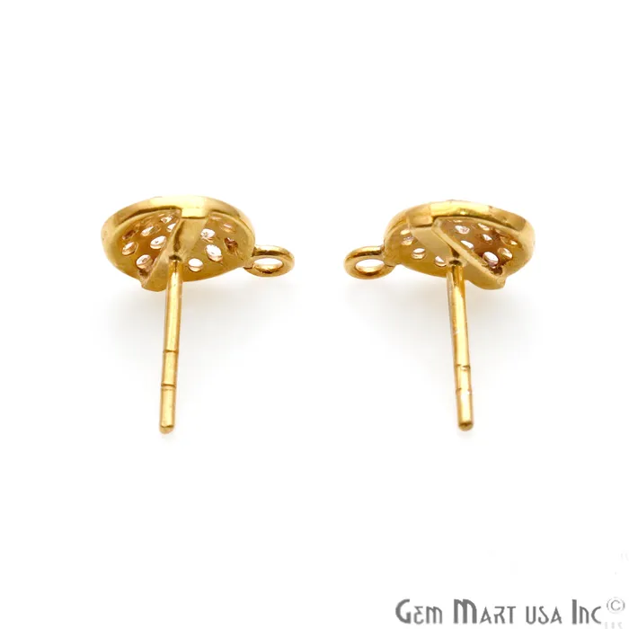 Earrings GemmartUSA DIY Round Shape Cubic Zircon 12x9mm Gold Plated Single Bail Stud Earring Earrings GemmartUSA DIY Round Shape Cubic Zircon 12x9mm Gold Plated Single Bail Stud Earring