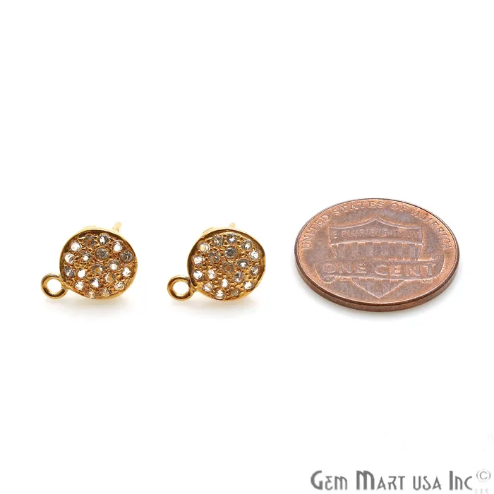 Earrings GemmartUSA DIY Round Shape Cubic Zircon 12x9mm Gold Plated Single Bail Stud Earring Earrings GemmartUSA DIY Round Shape Cubic Zircon 12x9mm Gold Plated Single Bail Stud Earring